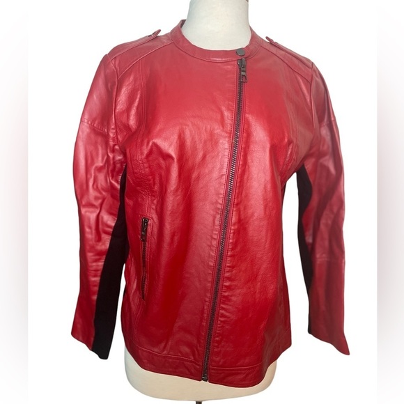 Twiggy London Red Leather Jacket - Picture 3 of 12